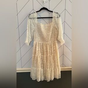 Cream Baltic Born Lace Midi Dress